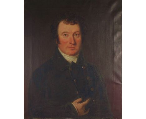 English School - 19th century,
oil on canvas,
portrait of Richard Harding (1829-1904), in double breast coat - by repute Ched