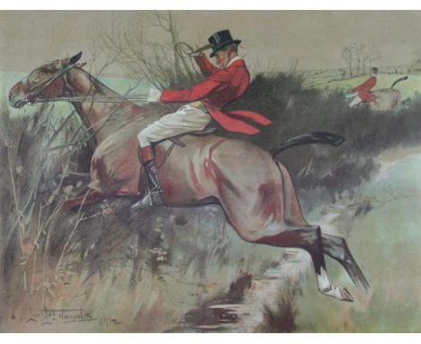 After Lionel Edwards,
colour print,
Hunting Types - The Thruster,
41cm x 52cm;
with Old Mr Barleycorn; a print of Sandown aft