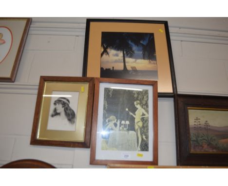Two Art Deco style prints; and a photographic print 