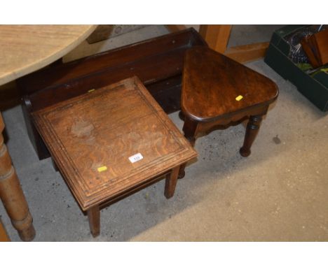 Two small stools and a wall shelf 