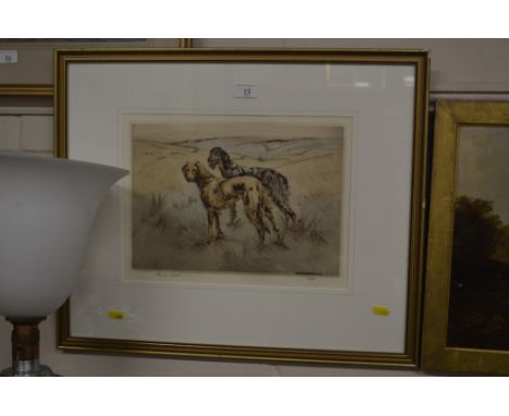 Henry Wilkinson, pencil signed limited ediiton print of two dogs 