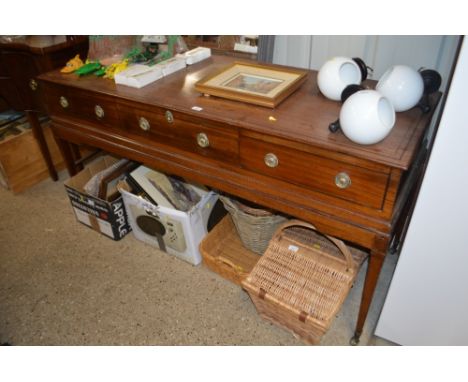 An early 19th Century mahogany and ebony strung square piano converted to a sideboard and fitted three drawers