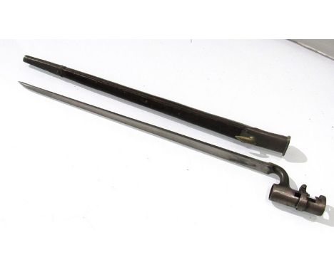 A 19th Century British Enfield socket bayonet with scabbard a/f