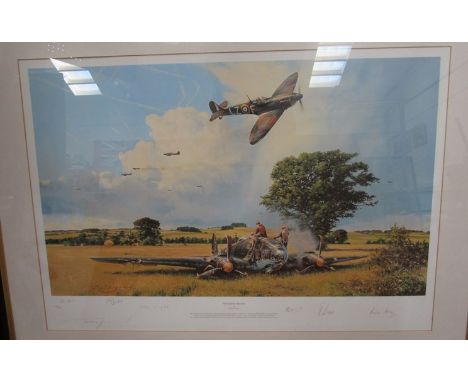 A framed and glazed limited edition print by Robert Taylor, "Fight for the Sky". Signed in the print and No. 57/500. Pencil a