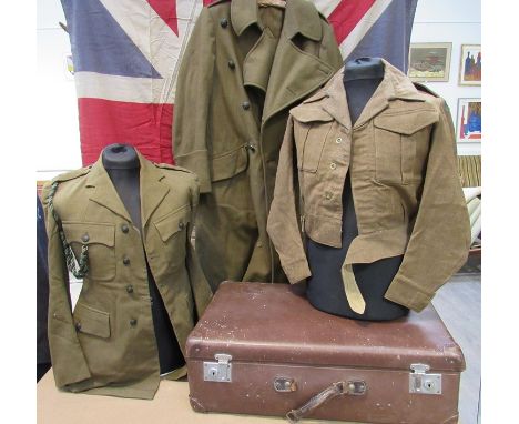 A collection of WWII Rifle Brigade uniform previously belonging to John Beresford Shaw including Battledress blouse, service 