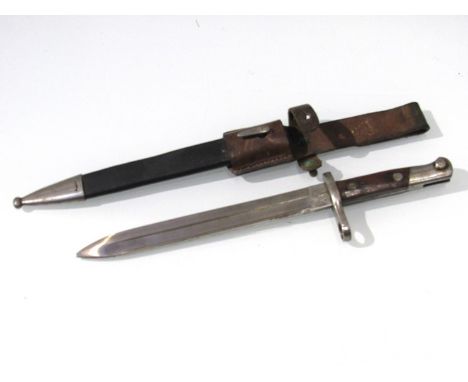 A Spanish P.R.8. bayonet stamped 1694, together with scabbard and leather frog