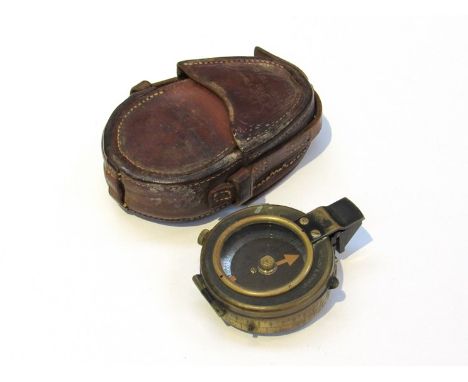 A WWI British Verner's pattern marching compass No.76152 dated 1917, together with Mark Cross Ltd. 1916 Walsall leather case 