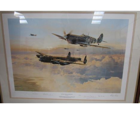 A framed and glazed limited edition print by Robert Taylor, "Escort for the straggler". Signed in the print and No. 153/600. 