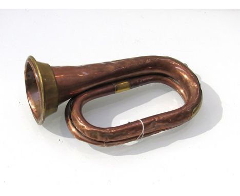 A 1903 dated copper and brass bugle by Henry Potter of London, engraved KCO 3rd V.B.E.S.R NO 9