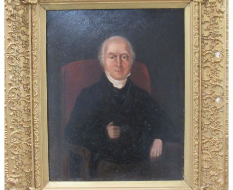 A 19th Century oil on board portrait of William Edye (1787-1874), a civil servant with a distinguished career. Seated upon an