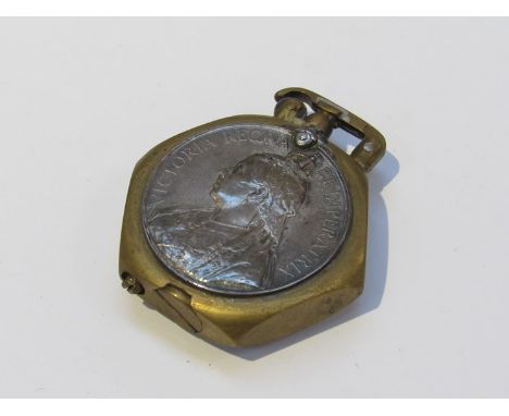 A China 1900 medal 'Trench Art' lighter of faceted form 