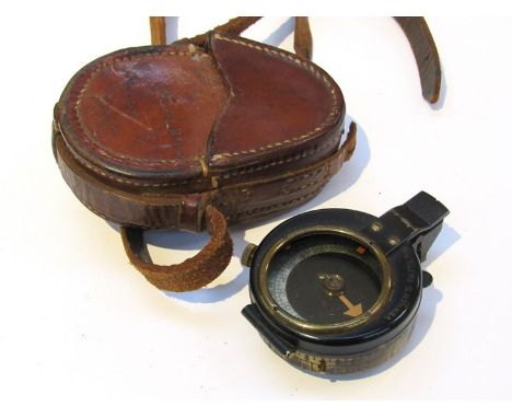 A WWI British Verner's Pattern marching compass marked 1917 E.K. OEHN GENEVE SUISSE No.59311, French &amp; Son Ltd. 1917 leat