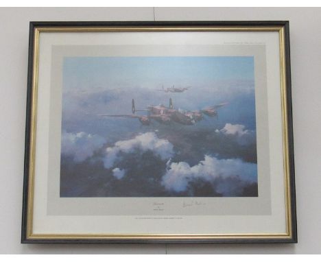 "LANCASTER":  A colour print after Robert Taylor, pencil signed by Leonard Cheshire, framed and glazed 