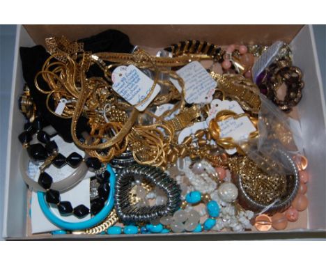 A large quantity of costume jewellery largely being necklaces, necklets, scarf ring, etc