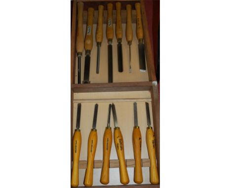 Two boxes of hand tools to include; Marples chisels etc