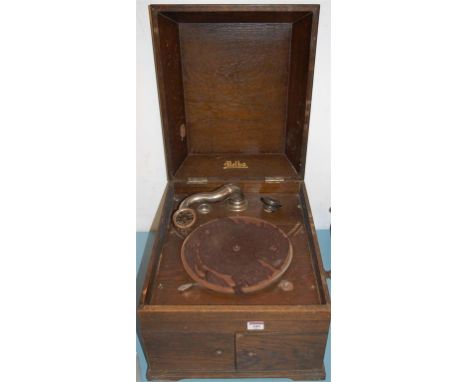A Melba oak cased table top gramophone