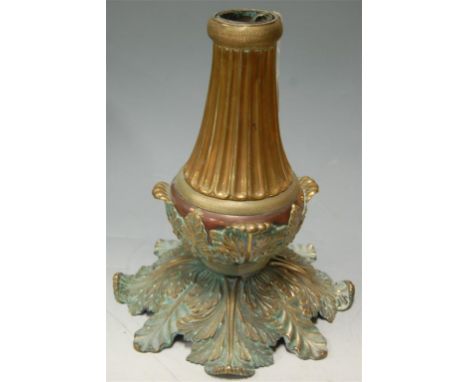 A large good quality cast brass and copper telescopic lamp base