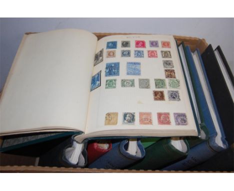 A large collection of assorted stamp albums to include; Commonwealth and world examples 