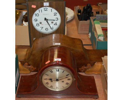 A 1920s mahogany cased mantel clock; together with two others (3)