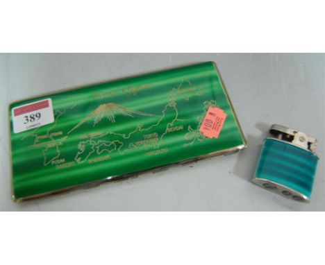 A Ronson novelty lighter in the form of a pen; together with a cigarette case; and another Ronson lighter (3)