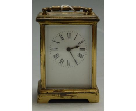 A French lacquer brass carriage clock early 20th century
