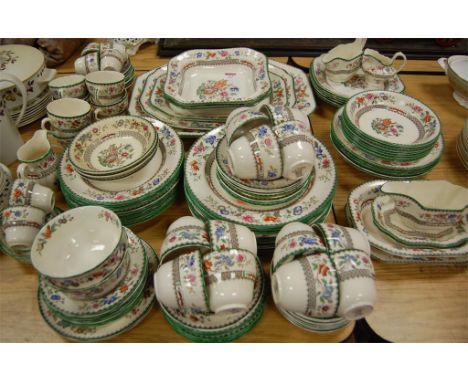 An extensive Copelands Spode tea and dinner service in the Chinese Rose pattern to include meat plates, sauce boats, etc