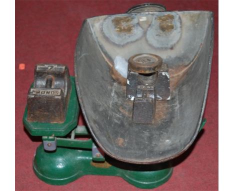 A set of cast iron scales with weights 