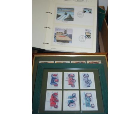 Mixed lot of stamps, first day covers and cigarette cards, a History of WWII, Motor Racers cigarette cards etc