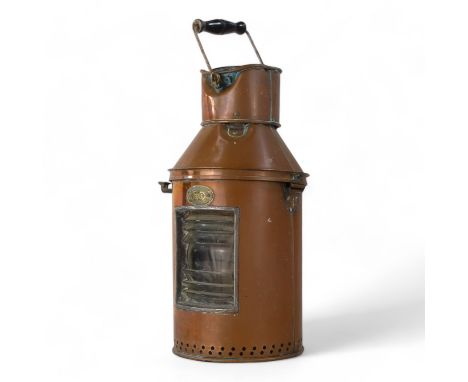 A 20th century signal lamp by Griffiths &amp; Son Birmingham - constructed in copper and brass with Fresnel type glass to fro