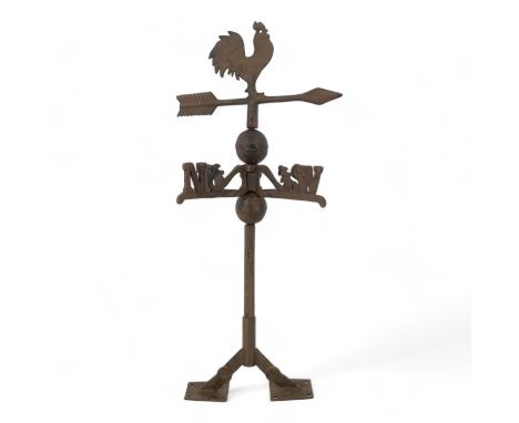 A contemporary steel weather vane - with cockerel finial, height 67cm.