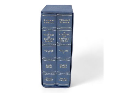 BEWICK Thomas, A History of British Birds - Folio Society, quarter bound in blue leather with marble boards, boxed.