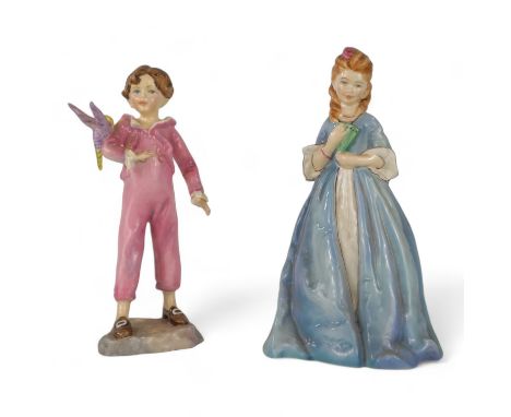 A 20th century Royal Worcester figure 'The Parakeet' - modelled by Freda Doughty, in a pink colourway, 17cm high, together wi