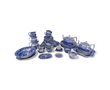 A quantity of Copeland Spode - blue and white Italianate pattern, comprising a part tea service and a range of dinner plates 