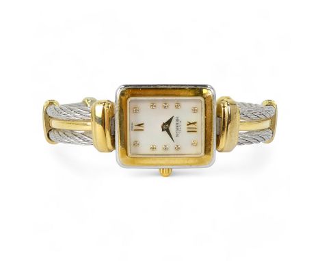 Michel Herbelin ladies wristwatch - the mother-of-pearl dial set out with Roman numerals and diamond batons, on a gilt metal 