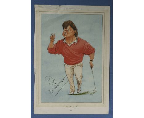 Ian Woosman, ink size. signed, golf characters print by Ireland, unframed. size. 13" x  9" 