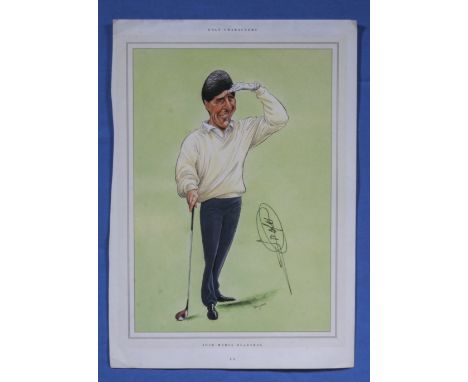Golf print. Golf characters, ink signed by Jose-Maria-Olazabal. unframed. size. 13" x 9"   