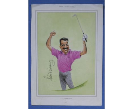 Golf characters signed ink print. Sam Torrance. unframed. size. 14" x  9" 