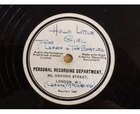 BEATLES HELLO LITTLE GIRL/'TIL THERE WAS YOU ACETATE - (***Please notify the auctioneer by email/phone of your intention to b