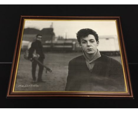 THE BEATLES & ASTRID KIRCHHERR - signed limited edition print of Paul McCartney with Stuart Sutcliffe in the background. Take