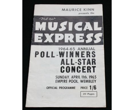 NEW MUSICAL EXPRESS 1964-65 - Poll-Winners All-Star Concert programme which starred The Beatles and The Rolling Stones on Sun