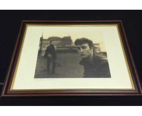 THE BEATLES & ASTRID KIRCHHERR - signed limited edition print of John Lennon with Stuart Sutcliffe in the background. Taken i