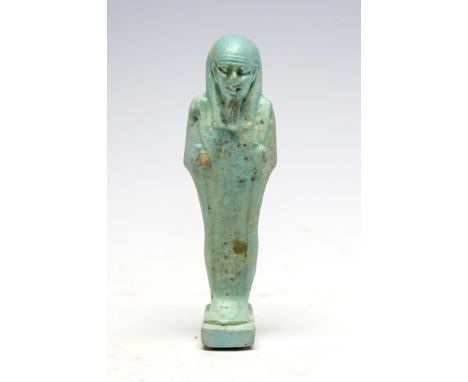 Egyptian faience shabti figureLate Dynastic Period, C. 664 BC - 332 BC.A beautiful light blue faience Egyptian faience shabti