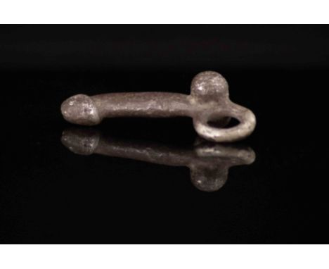 Roman Silver Phallic Pendant3rd – 4th Century AD.A silver pendant in the form of an erect phallus, a suspension hole at the b