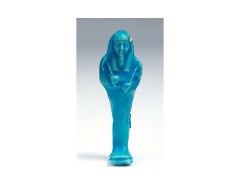 Egyptian faience shabti figure Late Dynastic Period, C. 664 BC - 332 BC. A beautiful light blue faience Egyptian faience shab