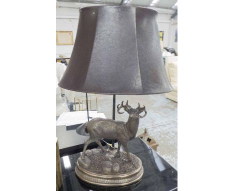 STAG TABLE LAMP, with stylised stag base, 67cm H with shade.