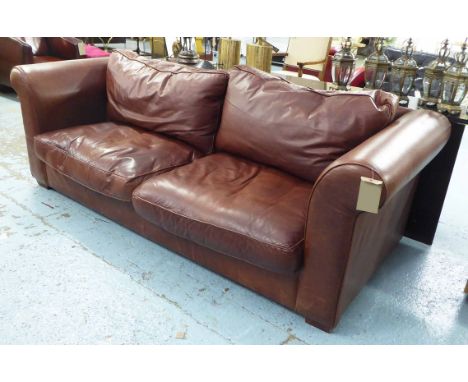 LAURA ASHLEY SOFA, tanned leather finish, 229cm W.