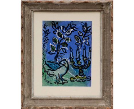 MARC CHAGALL 'Candlestick', original lithograph, 1962, ref. Cramer 49, printed by Mourlot, framed and glazed, 32cm x 25cm.
