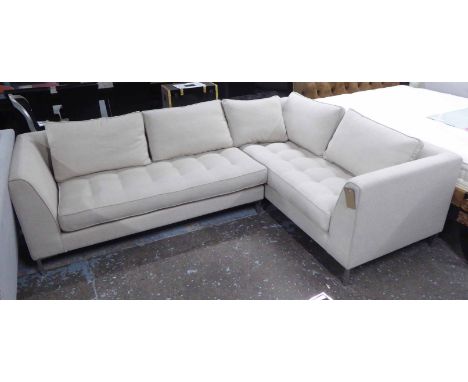 CORNER SOFA, in oatmeal square stitched upholstery, 190cm x 266cm x 80cm.