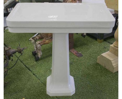 WASHSTAND PEDESTAL, early 20th century French ceramic white rectangular on faceted support marked 'Standard', fabrication Fra