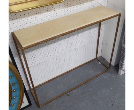 CONSOLE TABLE, contemporary, gilded metal base, 111cm x 31cm x 85cm H.